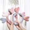 Diadema de piel de conejo estilo coreano para otoño e invierno, con astas, para el pelo, con orejas de conejo de peluche, antideslizante, para mujer