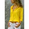 Camisa de Chifón para Mujer de Manga Larga con Botones y Escote en V Profundo Otoño e Invierno 2018