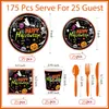 Suministros para Fiesta de Halloween Calabaza Naranja Fantasma Vajilla Desechable Set Platos de Papel Desechables