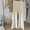 Pantalones Acampanados para Mujer Estilo Nuevo Invierno 2025 con Forro de Felpa, Engrosados, de Cintura Alta, Caídos, de Corte Holgado, Adelgazantes, Casuales de Pierna Ancha, Pantalones Largos