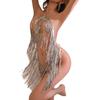 Lingerie Sexy com Lantejoulas, Roupa Sexy Latina para Boate, Conjunto Uniforme Saia Curta com Franjas, Lingerie Provocante e Sedutora para Mulheres, Brilhante