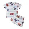 Ropa de Verano Estilo Europeo y Americano para Niños Día de la Independencia de América Patrón de Lazo Camiseta de Manga Corta Pantalones Cortos Conjunto de Dos Piezas Ropa para Niños Ins