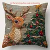 Navidad Festividad Cálido y Acogedor Árbol de Navidad Papá Noel Muñeco de Nieve Elemento Temático Fiesta Funda de Almohada Venta al por Mayor Transfronteriza