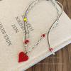 Collar Colgante Perro Manzana Amoroso Lindo y Lindo para Mujer Cadena de Clavícula de Cuerda Tejida Larga Colorida de Moda Versátil
