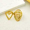 Anillo de Acero Inoxidable Geométrico Abierto con Forma de Corazón Dorado Estilo Ins Europeo y Americano Diseño Retro Joyería para Mujer