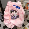 Sudadera con capucha Shin-Chan Rosa Americano Versátil para Mujer en Otoño e Invierno Estilo Caliente Tie-Dye Divertido Tops Casuales para Estudiantes