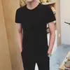 Atacado Publicidade Branca Pura Camiseta Masculina Gola Redonda Manga Curta Camisa Base Versátil Manga Curta Gola V Casual Camiseta Moletom
