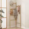Perchero de pie para dormitorio, uso doméstico, perchero de esquina, almacenamiento, madera maciza, ahorrador de espacio, colgador de esquina simple para ropa y bolsos