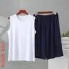 Chaleco Sin Mangas Casual de Traje para Hombre de Verano, Conjunto de Dos Piezas de Shorts Sueltos de Algodón Transpirable Finos para Casa