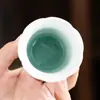 Taza maestra Kui Kou vidriada en rojo cerámica juego de té kung fu taza de degustación taza individual para recoger aroma taza personal uso doméstico taza de té roja pequeña