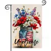 Popular Bandera de Jardín del Día de la Independencia de Amazon Perro Estrella Estampado Material de Lino Bandera Decorativa Americana para Exteriores