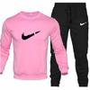 Traje de ropa nueva para hombre transfronterizo forrado de vellón cuello redondo manga larga + pantalón traje cuello redondo casual deportivo en stock