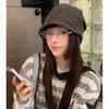 Sombrero de Pescador Negro Estilo Americano Vintage para Mujer, Otoño e Invierno, Circunferencia de Cabeza Grande, Sombrero Holgado que Adelgaza el Rostro, Turbante Casual de Calle