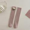 Calcetines de algodón transpirables para bebés niñas otoño 2023 calcetines hechos a mano para bebés niñas con cuentas doradas Tulipán longitud media