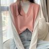 Malhas Primavera e Outono 2021 Novo Suéter Feminino Top Fino Roupa Exterior Folga Vest Colete Empilhado