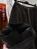Pantalones Casuales de Pana Retro Coreanos de Pierna Ancha para Mujer Invierno 2025 Estilo Perezoso Suelto Pantalones Rectos Forrados de Polar de Cintura Alta