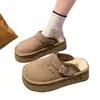 Pantuflas peludas estilo Birkenstock de suela gruesa para mujer, nueva colección otoño/invierno 2026, botines sin cordones con forro de felpa y diseño de punta cerrada