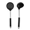 En stock Vajilla de Silicona Acero Inoxidable Mango de Acero con Cubierta de Silicona Antiescaldado Juego de Utensilios de Cocina Cuchara de Cocina Colador