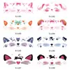 Adesivos de rosto de animal fofo gato rosa coelho desenho animado infantil divertido festa de aniversário à prova d'água descartável decorações faciais