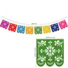 Dia dos Mortos Mexicano Bandeira Decorativa Pinata Festa Banner Feltro Colorido Quadrado Oco Bandeira de Puxar