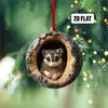 Natal Novo Tipo de Furo Guaxinim Decorações de Natal Enfeites para Árvore de Natal Impressão Plana 2D Acrílico Pequeno Pingente
