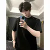 Camiseta de Manga Corta Patchwork Desconstruido Estilo Americano para Hombre, Algodón Mamba Resistente para Verano, Hombro de Corte Regular, Top Casual de Alta Gama de Moda