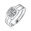 Anillo de Moissanita para Hombre Plata de Ley S925 Chapado en Platino No se Desvanece en Stock Anillo al por Mayor Lujo Ligero de Gama Alta