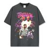 Camiseta Marrón Marrón Estampada Retro Hip-hop Transfronteriza Americana Vintage Lavada Holgada Pesada Cuello Pequeño Corta
