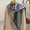 Coreia do Sul Novo Estilo Francês Preto e Branco Onda Bolinhas Seda Imitação Lã Lenço de Pescoço Lenço Longo Versátil Artístico Fashionável Peça Única