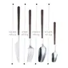 Juego de Cubiertos de Acero Inoxidable Transfronterizo Cuchillo, Tenedor, Cuchara, Cuchara de Postre, Mango Plano, Cuchillo de Bistec Occidental, Tenedor, Cucharita de Café, Tenedor de Fruta