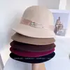 Sombrero de Pescador Elegante de Lana con Pedrería para Mujer Invierno Nuevo Casual Versátil Sombrero de Cubo Lujo Ligero Elegante Sombrero de Cubo Moderno