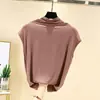 Nova Regata de Algodão Modal com Gola Alta Curta para Mulheres, Fina e Justa para Primavera e Verão, Camisa Básica Versátil de Cor Sólida