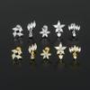 Pendientes de moda con pequeñas flores frescas Mori para mujer, con varilla de acero inoxidable perforada y clavos para las orejas, sin preocupaciones, a través de la frontera.