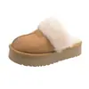 Pantuflas de felpa para mujer 2026, engrosadas para invierno, antideslizantes, con diseño de punta cerrada, adecuadas para usar en interiores y exteriores, de suela gruesa, forradas de algodón para abrigar, color gris
