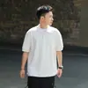 Camisa polo de cor sólida estilo japonês com manga curta para homens, novo modelo de verão, marca simples e moderna, design solto, top camiseta casual