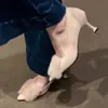 Nuevos Zapatos de Tacón Alto con Punta Estilo Coreano para Mujer, Elegantes Mocasines Planos de Piel Sintética Color Albaricoque, Colección Primavera y Otoño 2026