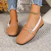 Zapatos planos, pequeños y cómodos de cuero para mujer, nuevos estilos primavera/otoño, diseño de punta cuadrada europeo y americano, mocasines ligeros, modernos y versátiles