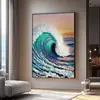 Ondas Abstratas Pintura a Óleo Feita à Mão Decoração de Entrada de Sala de Estar de Alto Padrão Corredor Corredor Pintura de Textura de Parede de Chão a Teto