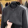 Suéter de Tricô Masculino Gola Redonda Meia-Alta com Zíper Manga Longa Versátil Camisa Polo Versátil Confortável Tendência Dropshipping