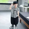 Hanfu de Verano para Niños 2026 Estilo Nuevo Conjunto de Estilo Chino Nuevo Estilo Nacional para Niños Chaleco de Traje Tang Estilo Antiguo para Bebé Conjunto de Dos Piezas