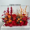 Arreglos de flores artificiales para bodas, arreglos florales para decoración de pasillo, decoraciones de escaparate de compromiso con temática de bosque, arreglos de escena de boda de color rojo rosa