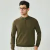Suéter 100% Lã Pura Outono/Inverno 16s Fio Yangzi Fino Torcido Masculino Quente Gola Alta Pulôver Tricô