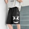 Shorts Masculino Verão Estilo Hong Kong Novo Fino Perna Reta Solto Roupa Externa Sorriso Casual Versátil Estampado Tendência Calça de Cinco Quartos