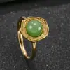Joyería de Acero Inoxidable Transfronteriza Europea y Americana Diseño de Moda Anillo de Pareja Presión de Aceite Irregular Piedra Natural Anillo de Acero de Titanio