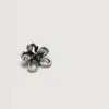 Botón metálico estilo Chanel de alta gama con incrustaciones de diamantes, flor hueca, para abrigo, suéter, abrigo de punto, abrigo de piel, hebilla decorativa de piel de visón