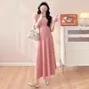 En stock talla grande Vestido de Maternidad Vestido de punto para Mujeres Embarazadas Vestido Casual Sencillo para Mujeres Embarazadas niña gordita Vestido para Mujeres Embarazadas