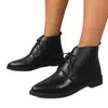 Comercio exterior transfronterizo talla grande otoño e invierno 2026 nuevas botines cortos de tacón bajo para mujer, punta fina, tacón grueso, botines de moda casual con cordones
