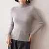 Suéter de Caxemira com Colarinho Empilhado para Mulheres de Manga Longa Slim-fit Outono e Inverno Novo Confortável Amigo da Pele All-match Camisa Base Quente