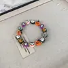 Pulseira Halloween Europeia e Americana de Argila Macia Abóbora Fantasma Pulseira Fofa Engraçada Crânio Aranha Pulseira com Design Exagerado
