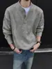 Ropa de punto para hombre con cuello Henley Cleanfit Americano Tendencia de Invierno Ropa Interior Atractiva Casual Ropa de Punto Base para Hombre